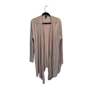 Chicos Travelers Cardigan Women's Size 2 US Large Open Front pink w/bead accent